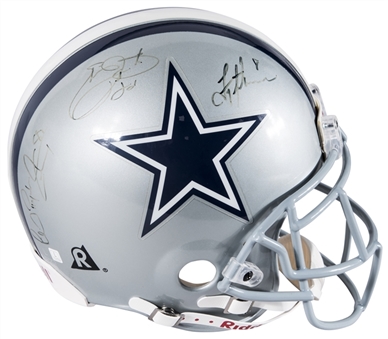 Emmitt Smith, Troy Aikman & Michael Irvin Multi Signed Dallas Cowboys Full Size Helmet (Mounted Memories)